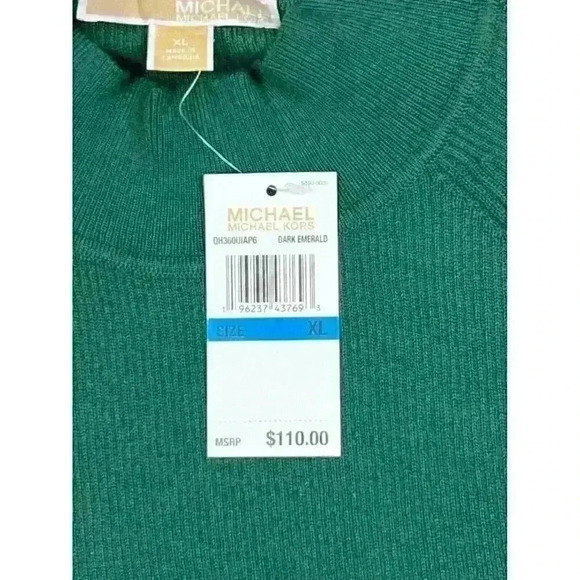 NEW! Michael Kors Women's XL Button Cuff Sweater In Dark Emerald NWT $110 - Picture 2 of 2